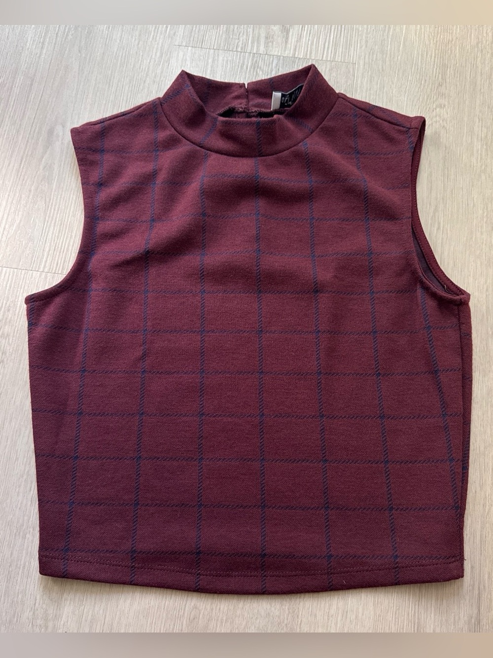 Hollister Burgundy Plaid Mock Neck Tank